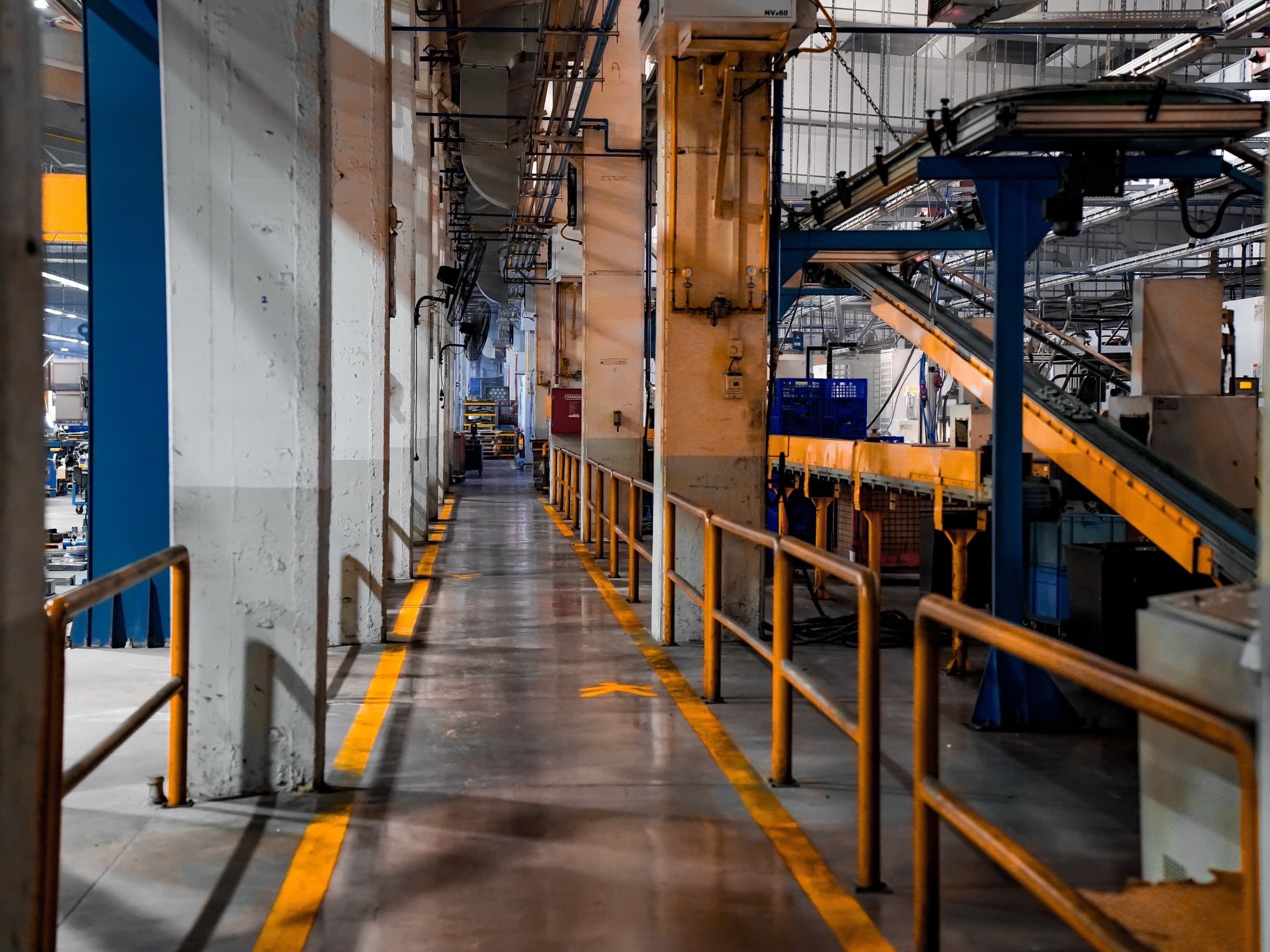 A production line running the length of a plant floor